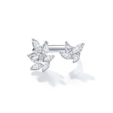 Louison Open Ring with Clear CZ Rhodium Plated