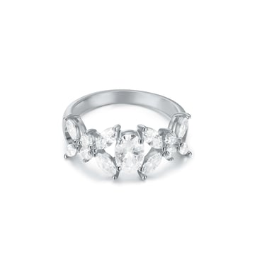 Victoria Statement Ring with Clear Cubic Zirconia Rhodium Plated