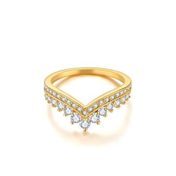 Princess Wishbone Ring with Clear Swarovski Crystals Gold Plated