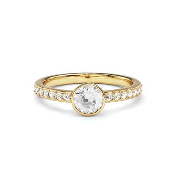 Solitaire Petite Round Ring Clear Crystals Gold Plated