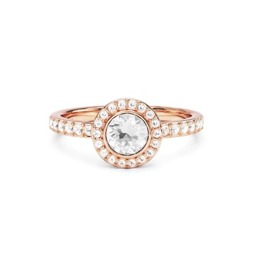 Halo Angelic Round Statement Ring with Clear Crystals Rose Gold Plated
