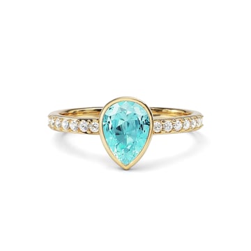 Solitaire Petite Teardrop Ring with Light Turquoise Crystals Gold Plated