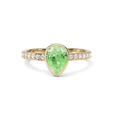 Solitaire Petite Teardrop Ring with Peridot Crystals Gold Plated
