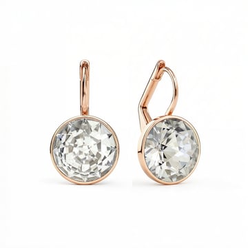 Bella Earrings with 4 Carat Crystal Silver Shade Crystals Rose Gold Plated