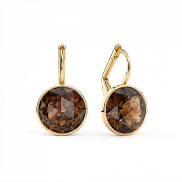 Bella Earrings with 4 Carat Smoky Quartz Crystals Gold Plated