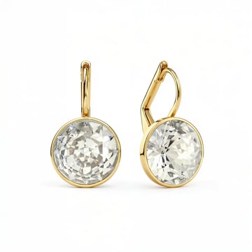 Bella Earrings with 4 Carat Crystal Silver Shade Crystals Gold Plated