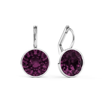 Bella Earrings with 4 Carat Amethyst Crystals Rhodium Plated