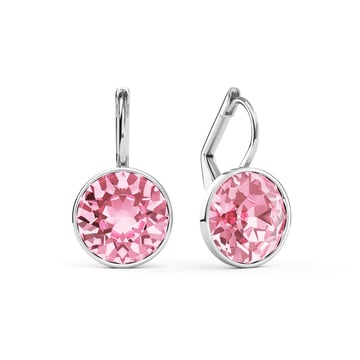 Bella Earrings with 4 Carat Light Rose Crystals Rhodium Plated