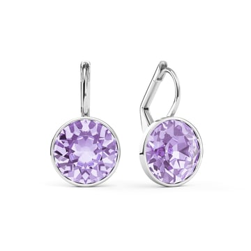 Bella Earrings with 4 Carat Violet Crystals Rhodium Plated
