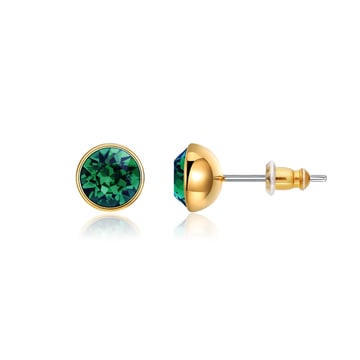 Signature Stud Earrings with 1 Carat Emerald Swarovski Crystals Gold Plated