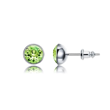 Signature Stud Earrings with 1 Carat Peridot Swarovski Crystals Rhodium Plated
