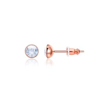 Signature Stud Earrings with 3 Sizes Carat Blue Shade Swarovski Crystals Rose Gold Plated