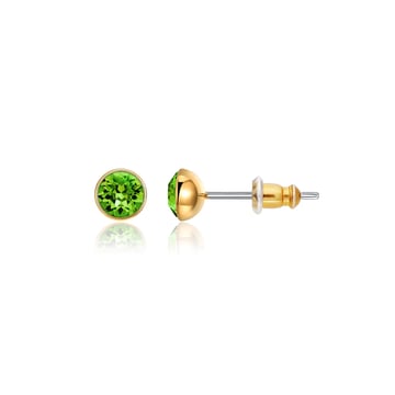 Signature Stud Earrings with 3 Sizes Carat Fern Green Swarovski Crystals Gold Plated