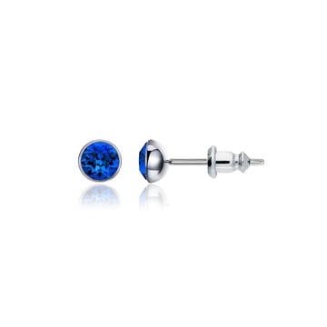 Signature Stud Earrings with 3 Sizes Carat Capri Blue Swarovski Crystals Rhodium Plated