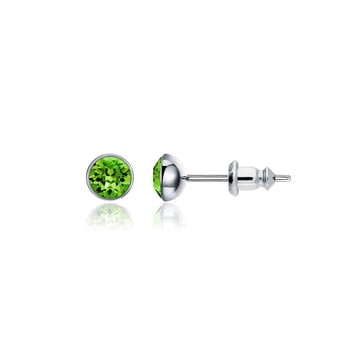 Signature Stud Earrings with 3 Sizes Carat Fern Green Swarovski Crystals Rhodium Plated