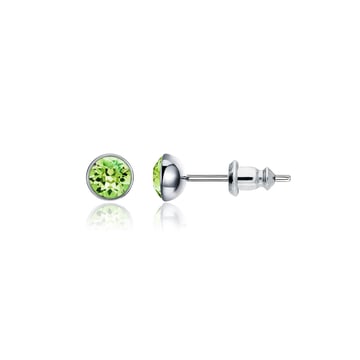 Signature Stud Earrings with 3 Sizes Carat Peridot Swarovski Crystals Rhodium Plated