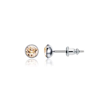 Signature Stud Earrings with 3 Sizes Carat Silk Swarovski Crystals Rhodium Plated