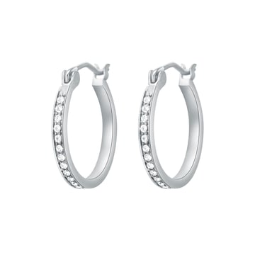 Eternity Mix Carrier Hoop Earrings 18mm Clear Crystal Rhodium Plated