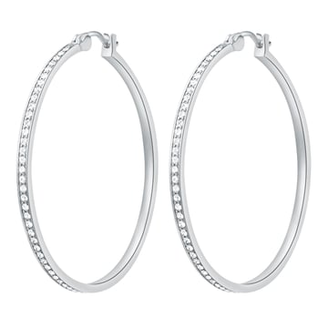 Eternity Mix Carrier Hoop Earrings 39mm Clear Crystal Rhodium Plated