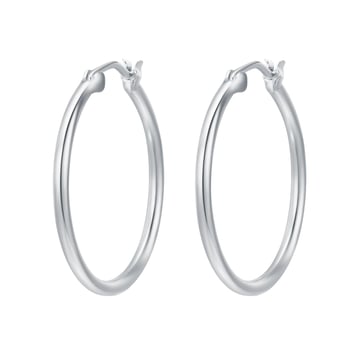 Minimal Mix Carrier Hoop Earrings 26mm Rhodium Plated