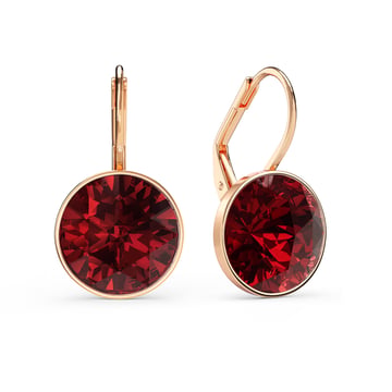 Bella Earrings 6 Carat Drop Earrings Ruby Crystals Rose Gold Plated