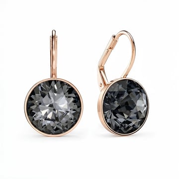 Bella Earrings 6 Carat Drop Earrings Crystal Silver Night Crystals Rose Gold Plated