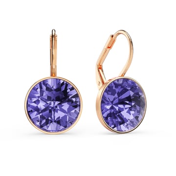Bella Earrings 6 Carat Drop Earrings Tanzanite Crystals Rose Gold Plated