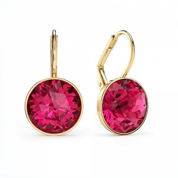 Bella Earrings 6 Carat Drop Earrings Fuchsia Crystals Gold Plated