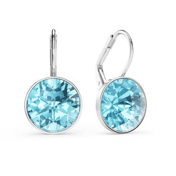 Bella Earrings 6 Carat Drop Earrings Aquamarine Crystals Rhodium Plated