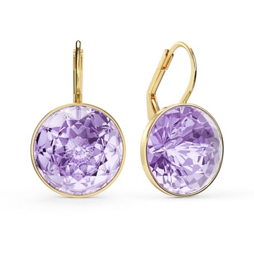 Bella Earrings 10 Carat Drop Earrings Violet Crystals Gold Plated