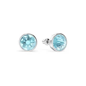 Mix Stud Carrier Earrings Aquamarine Crystals Rhodium Plated