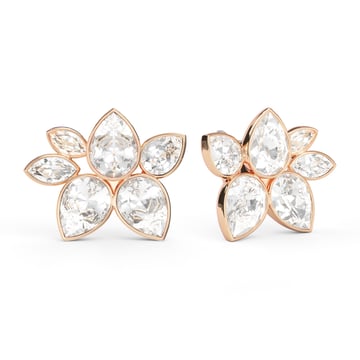 Robyn Mix Drop Carrier Earrings Clear Rose Gold Plated