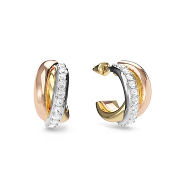 Trinity Brilliance Hoop Earrings Tri Gold Plated Clear