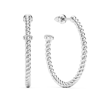 Rope Coil 26mm Mix Hoop Earrings Rhodium Plated