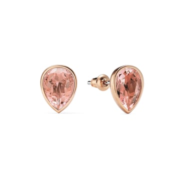 Teardrop Stud Earrings with Vintage Rose Crystals Rose Gold Plated