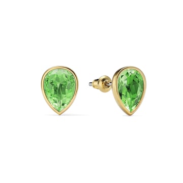 Teardrop Stud Earrings with Peridot Crystals Gold Plated