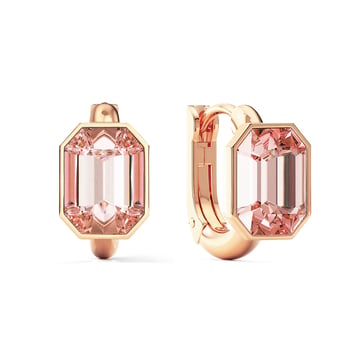 Octagon Statement Hoop Earrings with Vintage Rose Crystals Rose Gold Plated