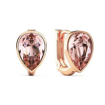 Teardrop Statement Hoop Earrings with Vintage Rose Crystals Rose Gold Plated