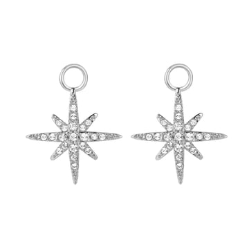 Polaris Star Mix Hoop Earring Charms made with Clear Swarovski Crystals Rhodium Plated