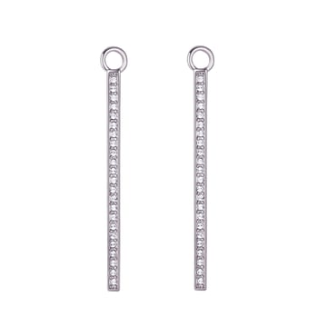 Vi Drop Bar Mix Hoop Earring Charms made with Clear Swarovski Crystals Rhodium Plated