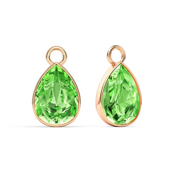 Statement Teardrop Mix Charms with Peridot Swarovski Crystals Rose Gold Plated