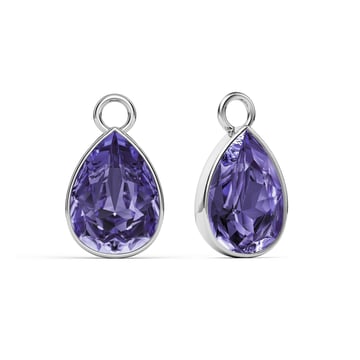 Statement Teardrop Mix Charms with Tanzanite Swarovski Crystals Rhodium Plated