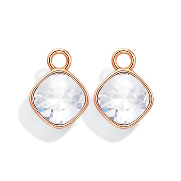 Cushion Mix Charms with Clear Swarovski Crystal Rose Gold Plated