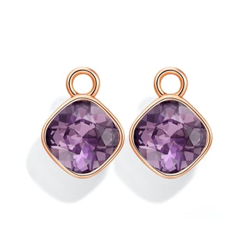 Cushion Mix Charms with Iris Swarovski Crystal Rose Gold Plated