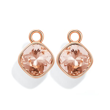 Cushion Mix Charms with Light Peach Swarovski Crystal Rose Gold Plated