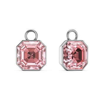 Asscher Mix Charms with Light Rose Crystals Rhodium Plated