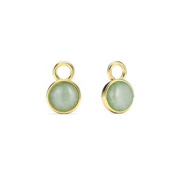 Round Petite Cabochon Mix Charms Green Aventurine Gold Plated