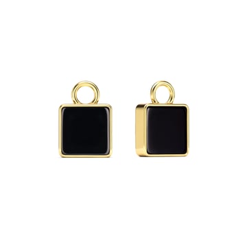 Square Mix Charms Black Onyx Gold Plated