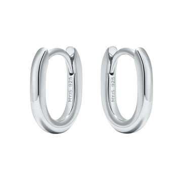 Minimal Long Mix Hoop Carrier Earrings in Sterling Silver Clear Rhodium Plated