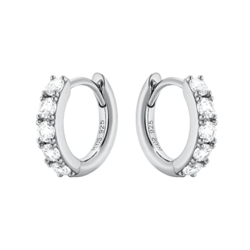Eternity Bold Mix Hoop Carrier Earrings in Sterling Silver Clear Rhodium Plated